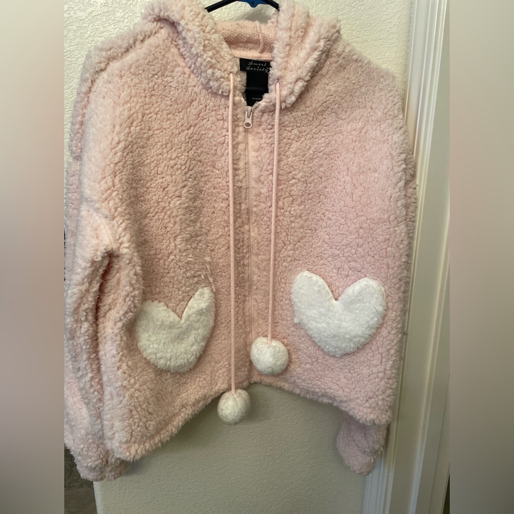 Pink Bunny Sherpa 3D Ears Girls Hoodie HOT TOPIC